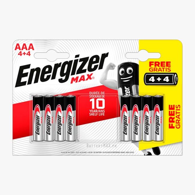 Energizer Max AAA Alkaline Battery LR03 4+4 Promo | 8 Pack
