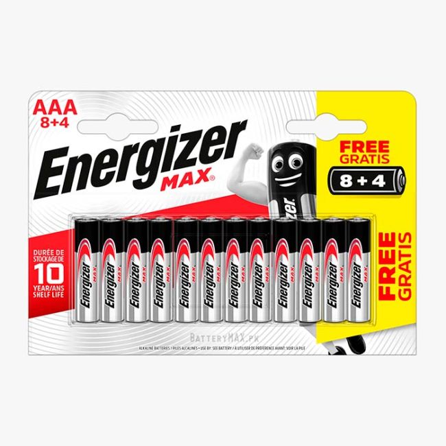 Energizer Max AAA Alkaline Battery LR03 8+4 Promo | 12 Pack
