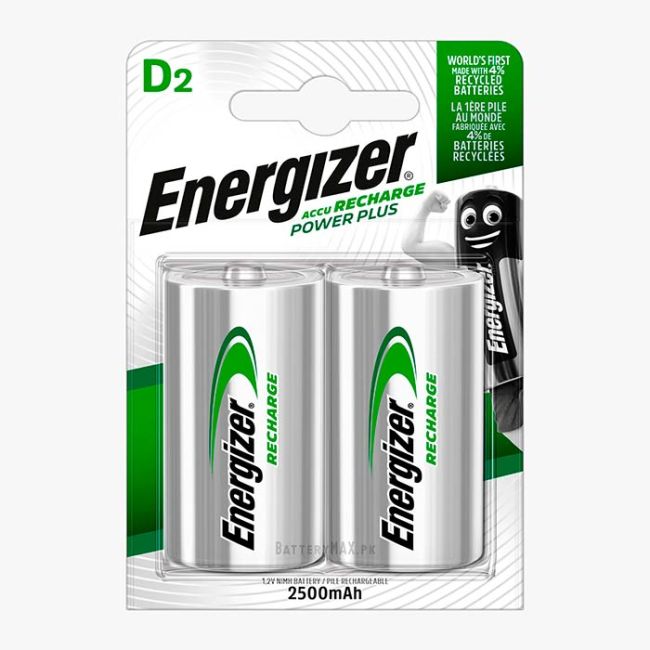 Energizer Power Plus D 2500mAh NiMH Rechargeable Battery HR20 | 2 Pack