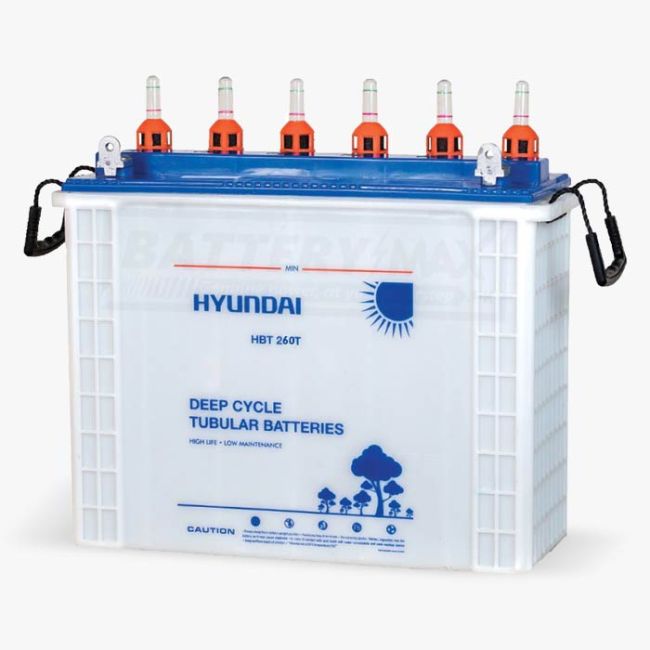 Hyundai 12HBT260T Deep Cycle Lead Acid Unsealed Tubular UPS & Solar Battery